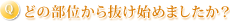 どの部位から抜け始めましたか?